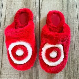 Target Red and White Plush Logo Slip-On Slippers